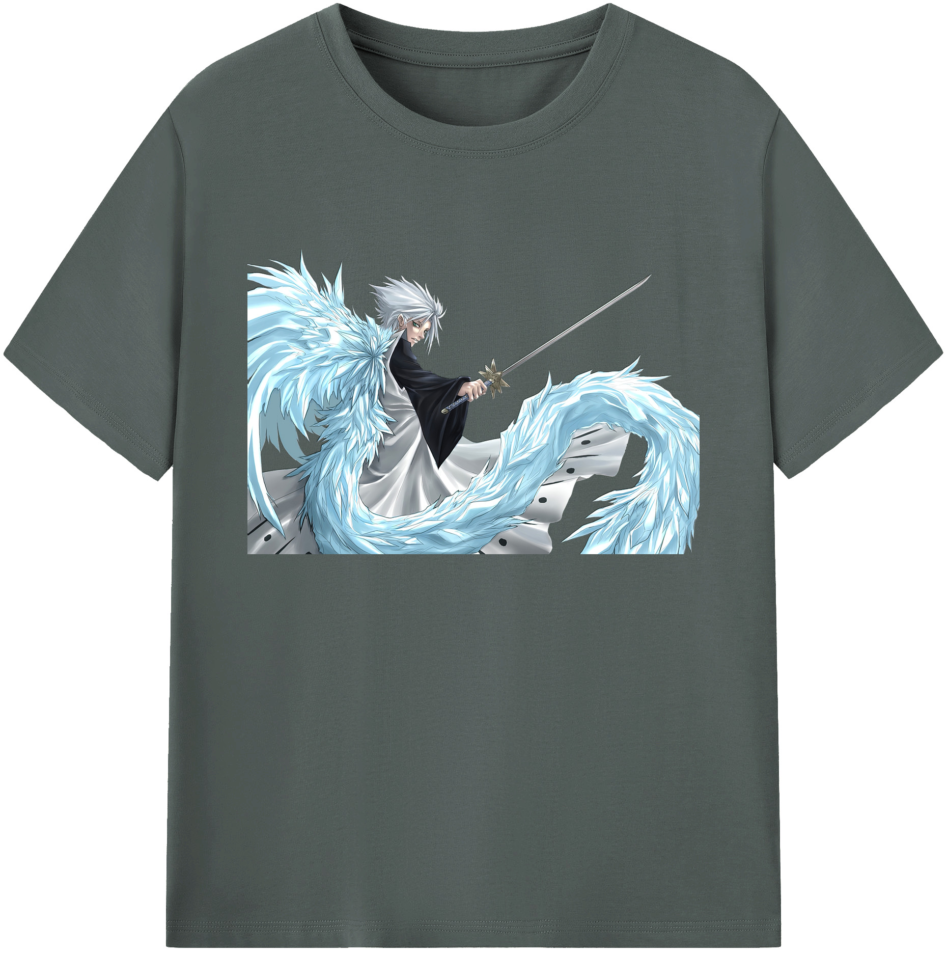 （画像用） ブリーチ 日番谷冬獅郎（ひつがや とうしろう） BLEACH Hitsugaya Toushirou 綿100％ メンズ半袖Tシャツ｜肌触りやわらか＆通気性